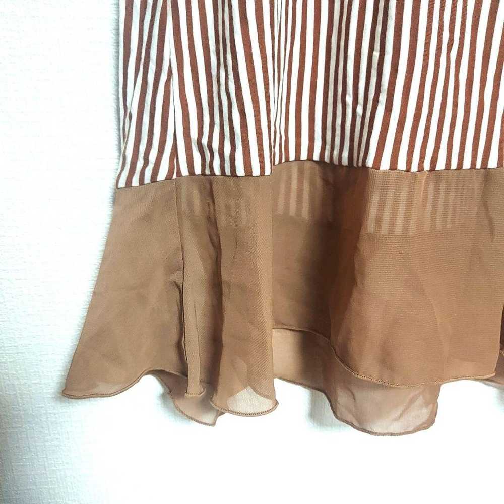 Ladies' sleeveless shirt in brown, size M, stripe… - image 4