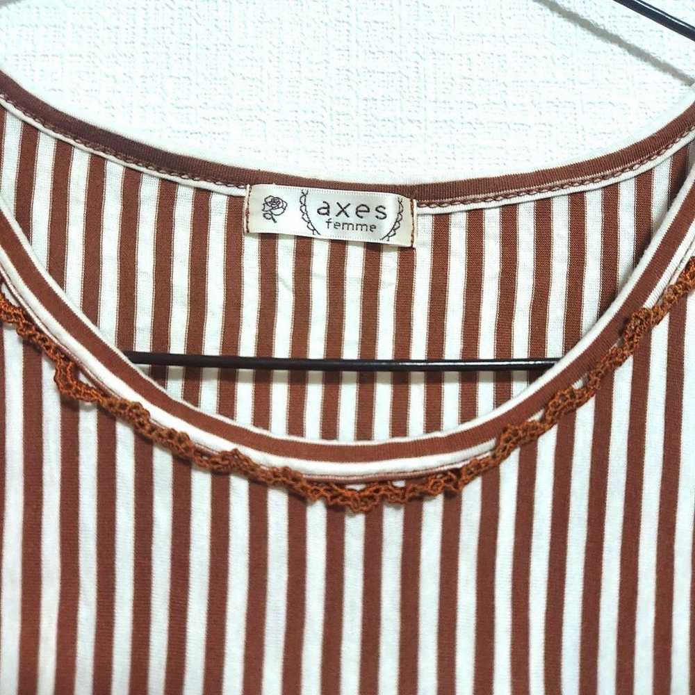 Ladies' sleeveless shirt in brown, size M, stripe… - image 5