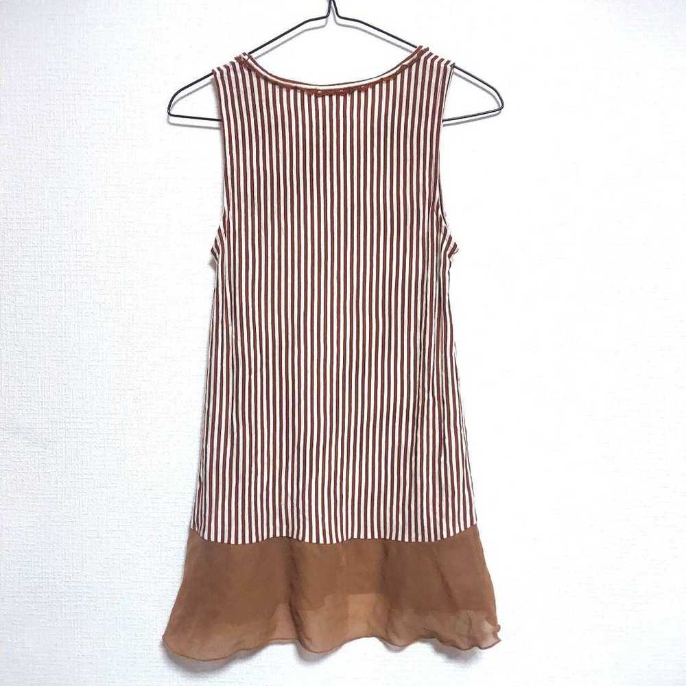 Ladies' sleeveless shirt in brown, size M, stripe… - image 7