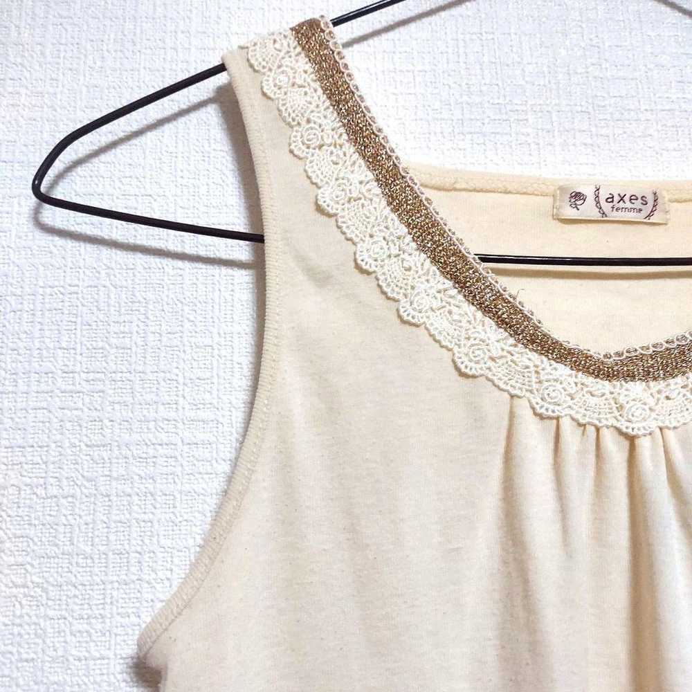 axes femme Tank Top Sleeveless Cream Color M Size… - image 3