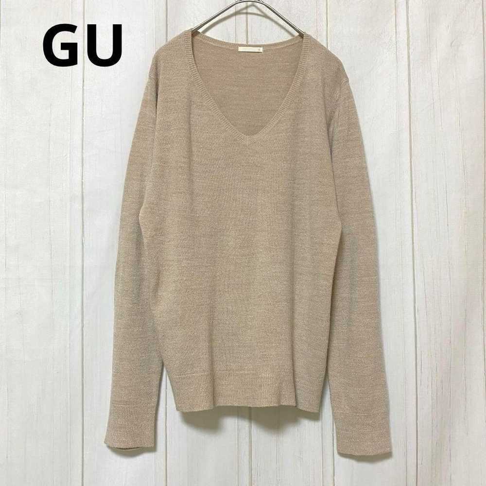 st640 GU/Thin Cut and Sewn Top/Beige/Plain/Simple - image 1