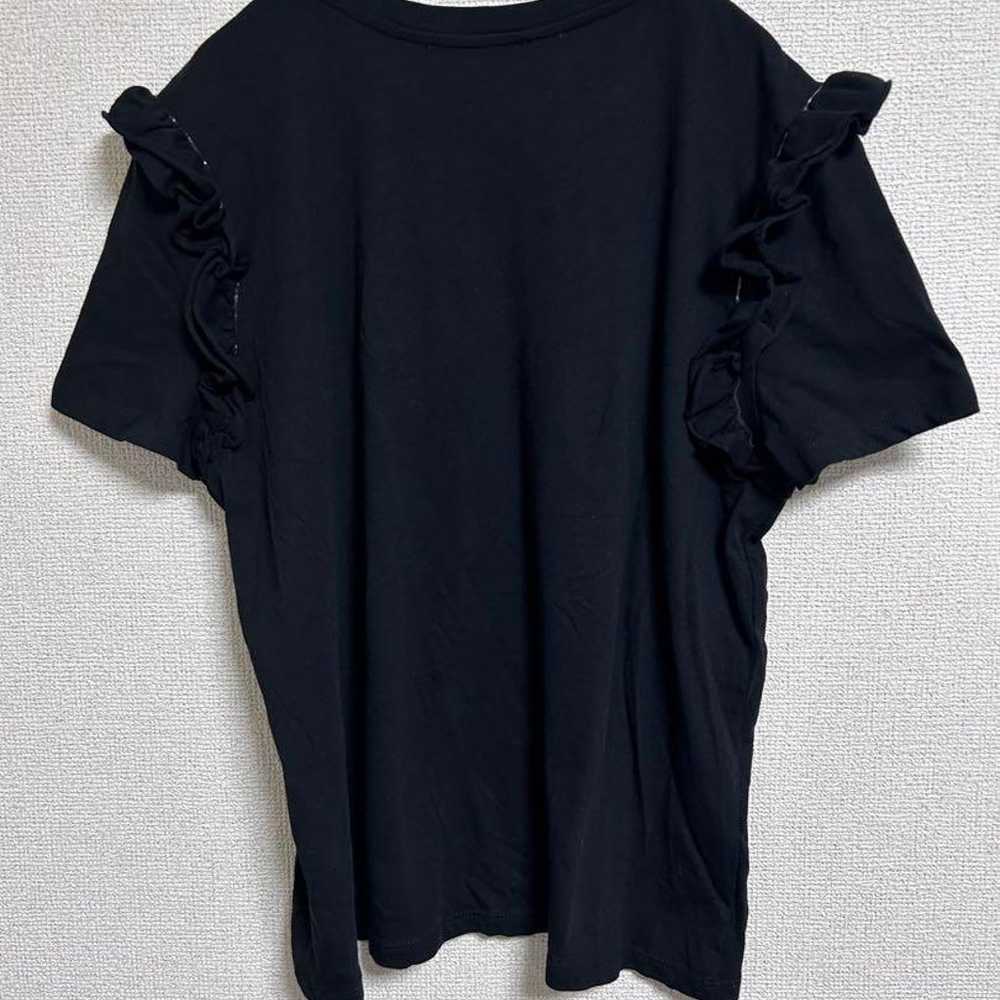 【321】ZARA Frilled Sleeve T-Shirt Black Vintage Cu… - image 7