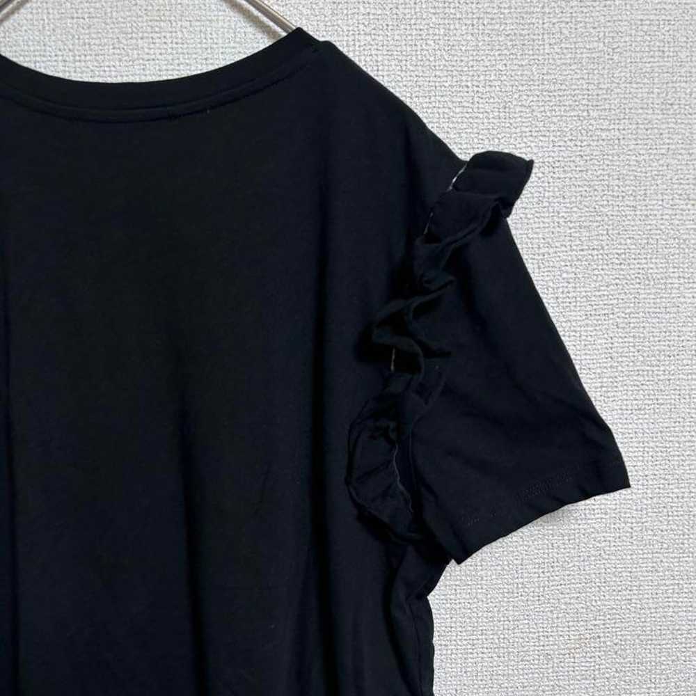 【321】ZARA Frilled Sleeve T-Shirt Black Vintage Cu… - image 8