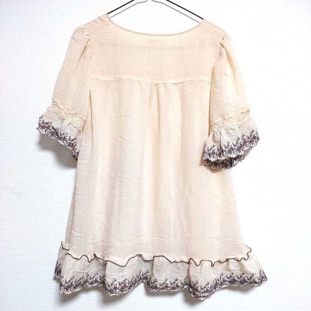 axes femme Short Sleeve Shirt Blouse Cream White … - image 8