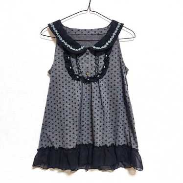 axes femme Dot Pattern Black Gray Cute Frill M si… - image 1