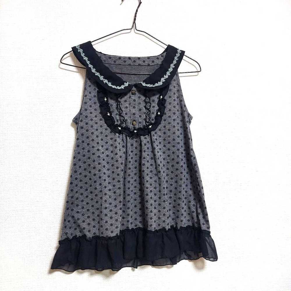 axes femme Dot Pattern Black Gray Cute Frill M si… - image 2