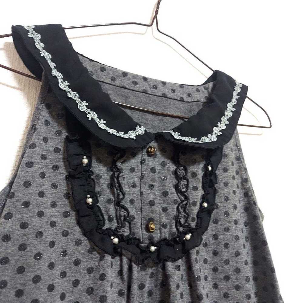 axes femme Dot Pattern Black Gray Cute Frill M si… - image 5