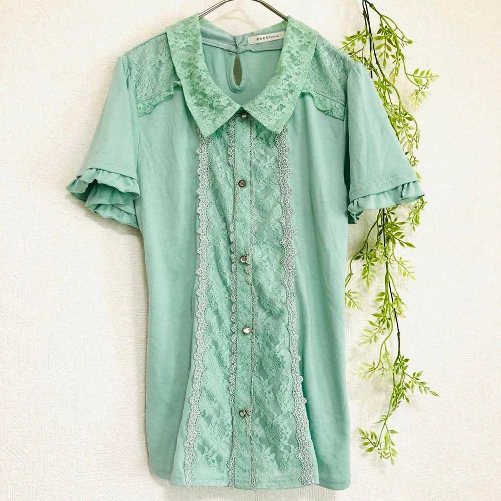 Axies Femme, short-sleeved cut-off shirt, mint gr… - image 2