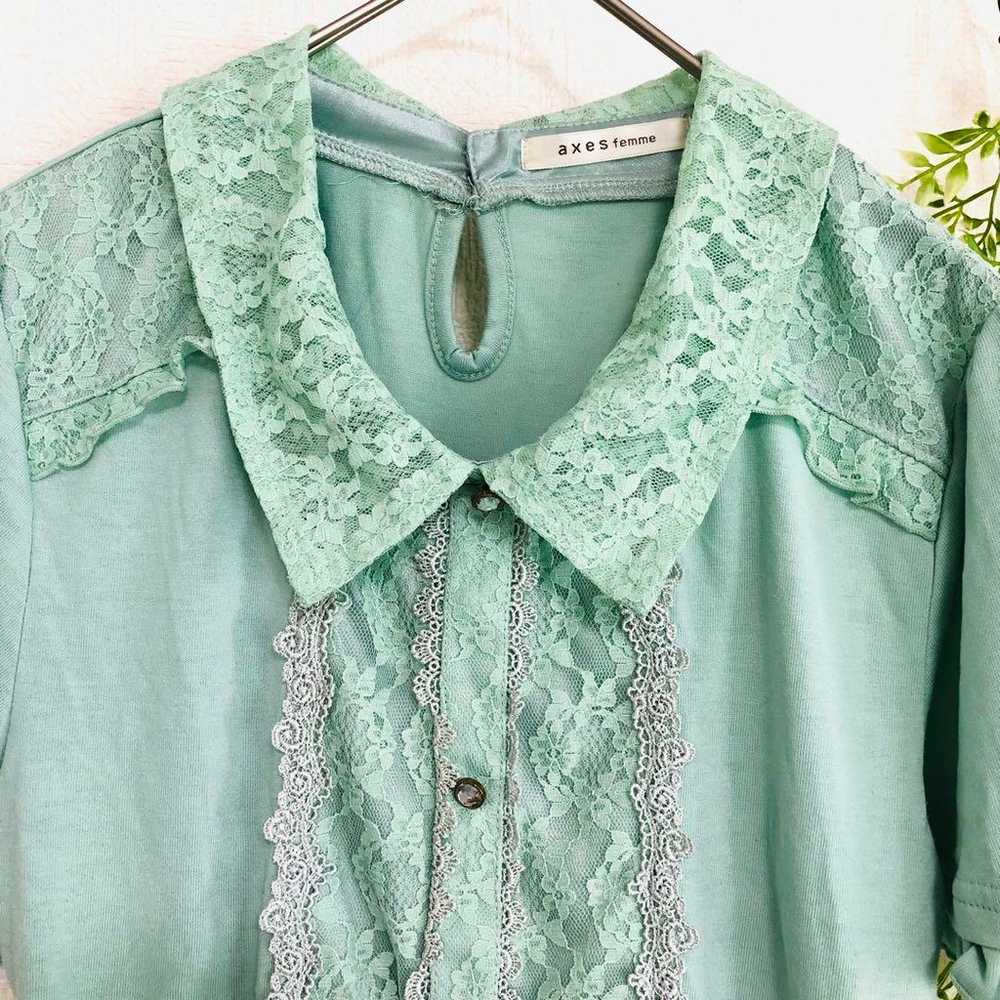 Axies Femme, short-sleeved cut-off shirt, mint gr… - image 4