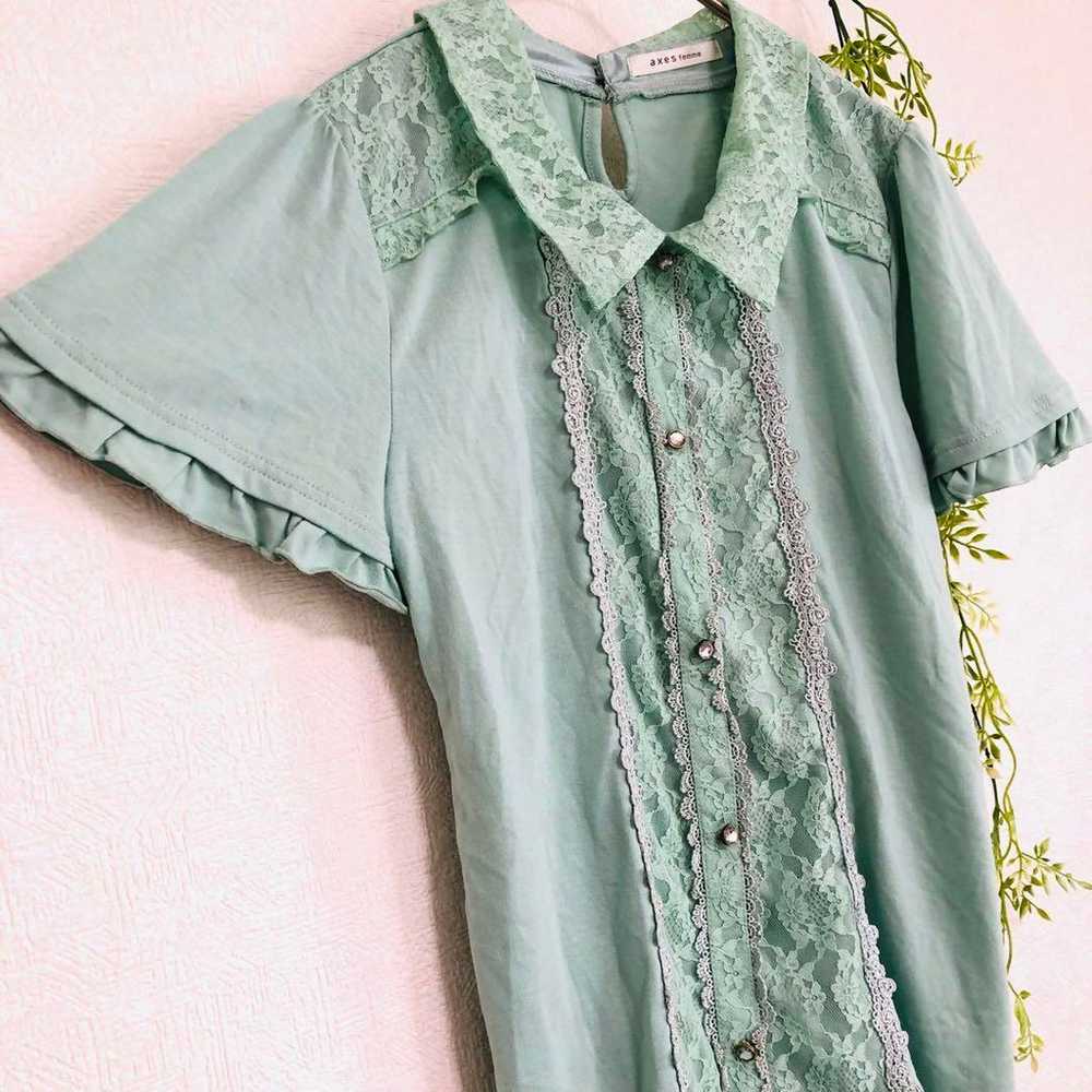 Axies Femme, short-sleeved cut-off shirt, mint gr… - image 6