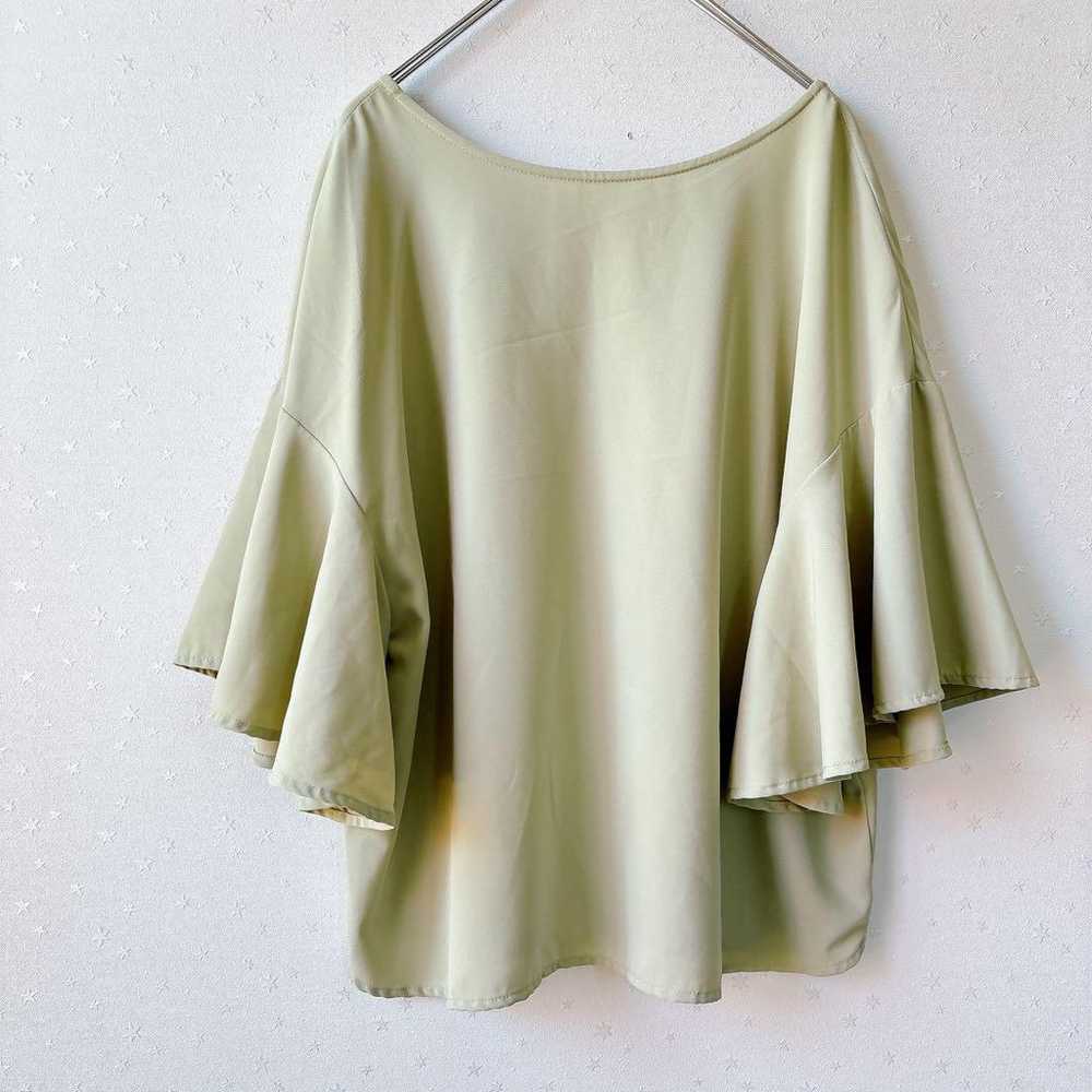 FTY Blouse, Short-Sleeve Top, Crew Neck, Frilled … - image 6