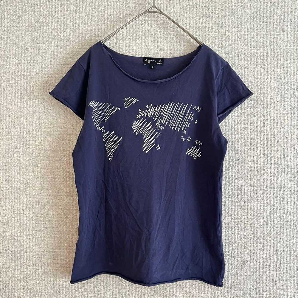 AGNES B. Short-sleeved T-shirt Cut-off Print Tee … - image 1