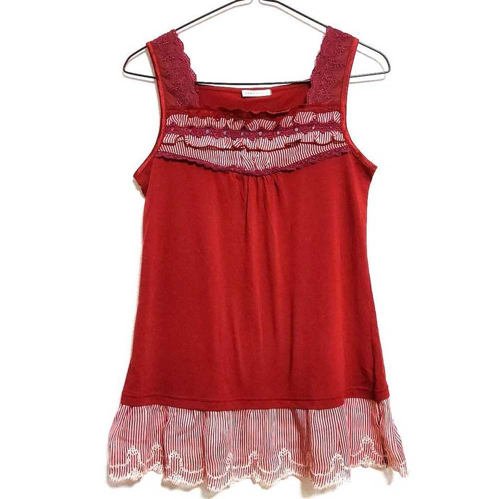 axes femme tank top camisole frill cute wine red - image 1