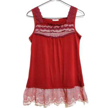 axes femme tank top camisole frill cute wine red - image 1