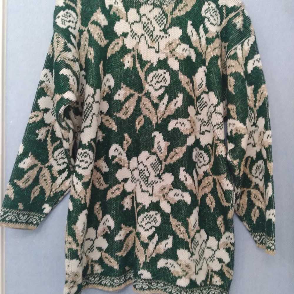 Vintage Holiday Time Green and Gold Sweater Spark… - image 5