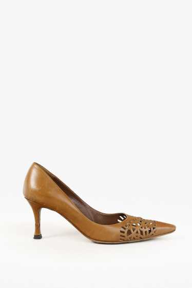 Manolo Blahnik Manolo Blahnik Tan Cut-out Leather 