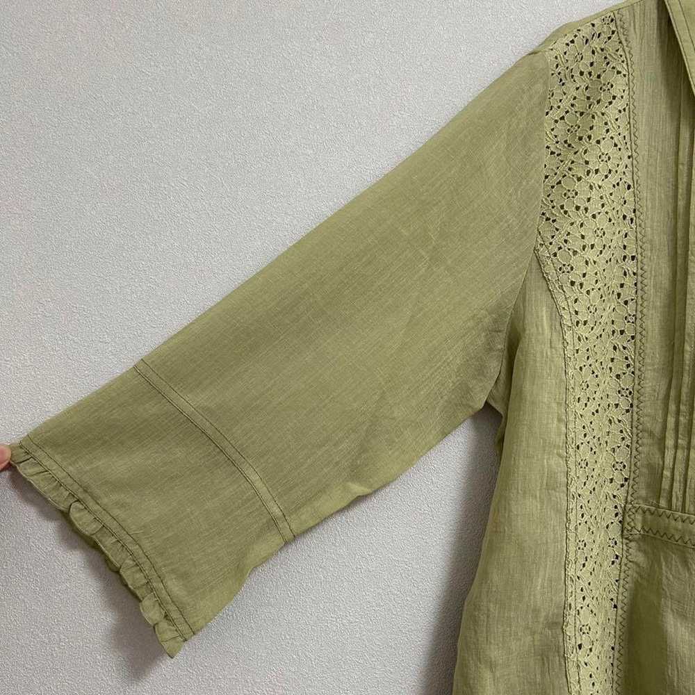 Fontaine Club Sheer Blouse 【L】 Light Green 3/4 Sl… - image 4