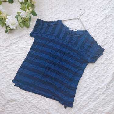 "Samansa mos2" (L) Blue Border Stripe Short Sleev… - image 1