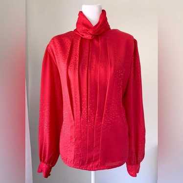Vintage ‘80s La Blouse Red Pleated Blouse