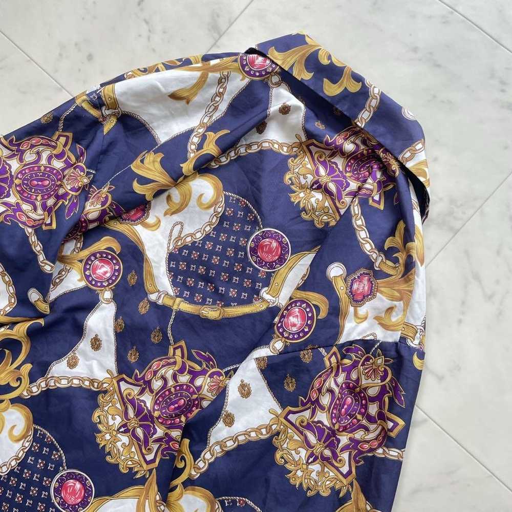 Retro vintage European pattern scarf print navy, … - image 10