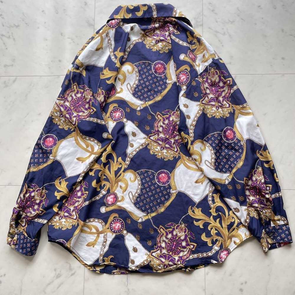 Retro vintage European pattern scarf print navy, … - image 9