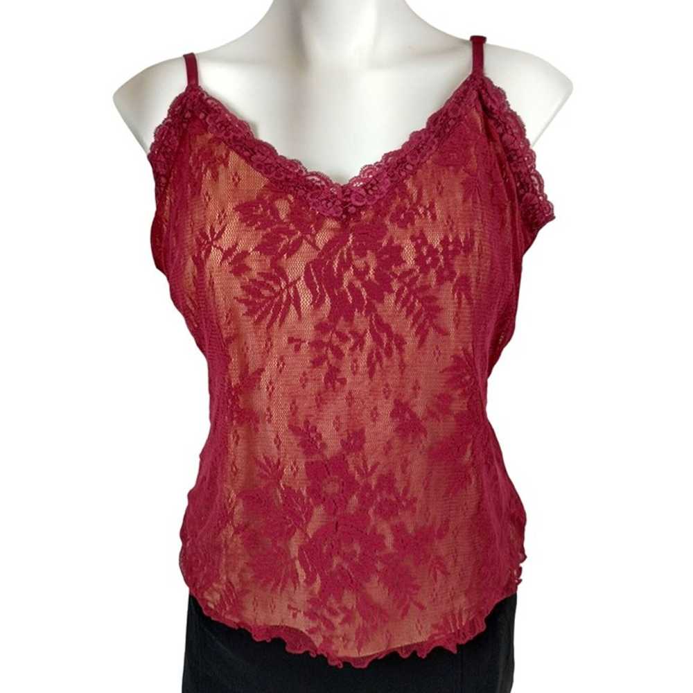 Newport News Womens XL Vintage Burgundy Lace Cami… - image 1