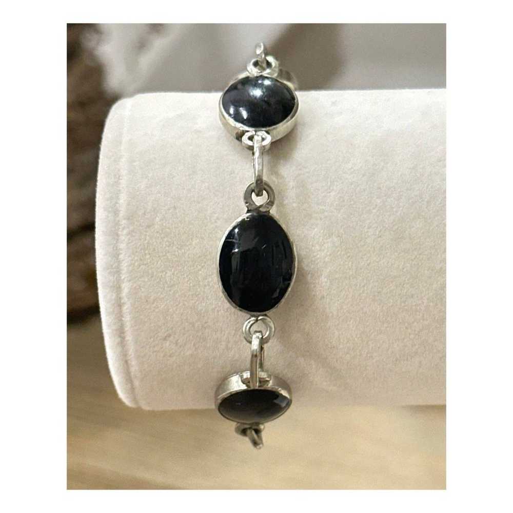 Onyx & mother of Pearl Vintage two sided bracelet… - image 1