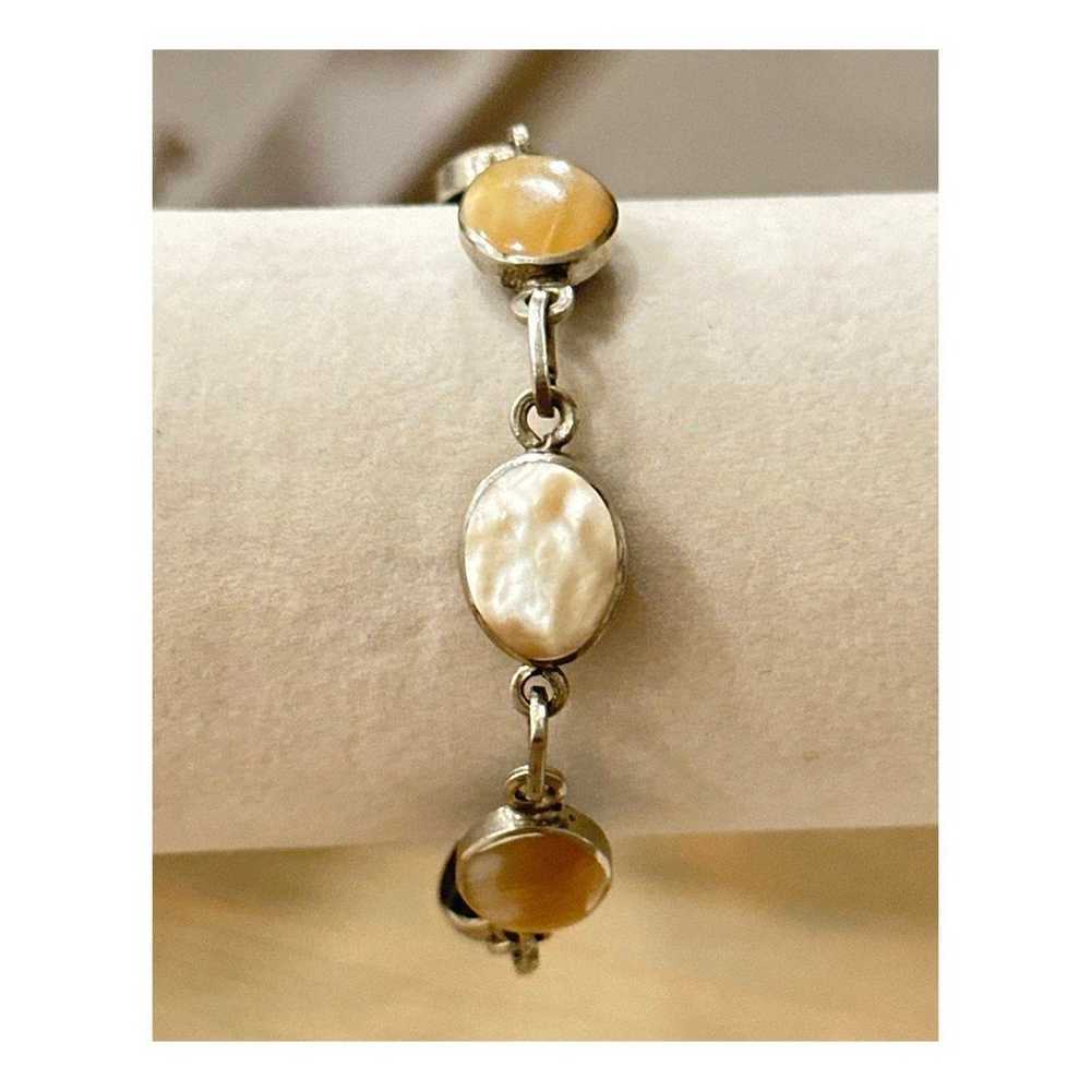 Onyx & mother of Pearl Vintage two sided bracelet… - image 2