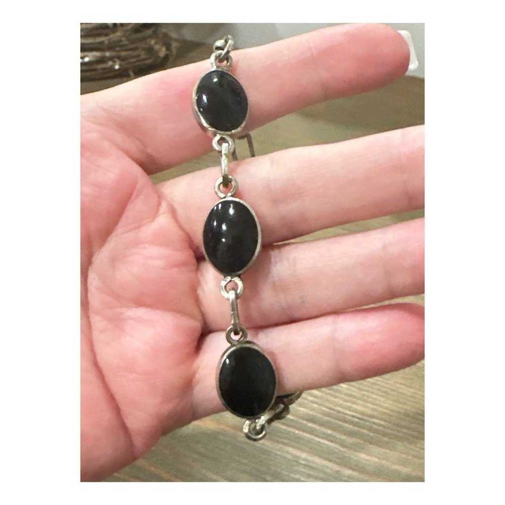 Onyx & mother of Pearl Vintage two sided bracelet… - image 3