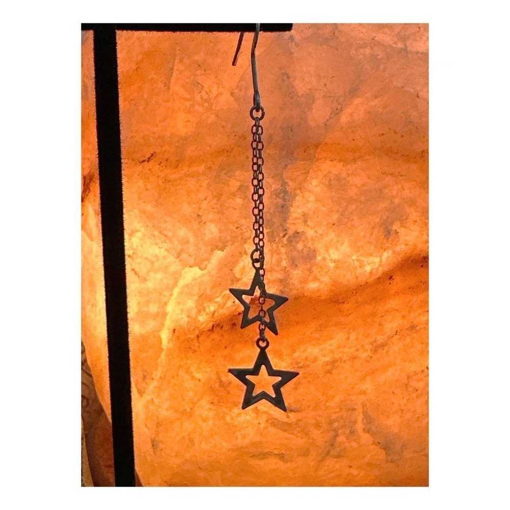 Vintage Star Dangle Drop Sterling Silver Earrings… - image 3