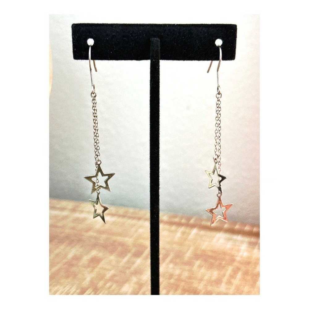 Vintage Star Dangle Drop Sterling Silver Earrings… - image 4