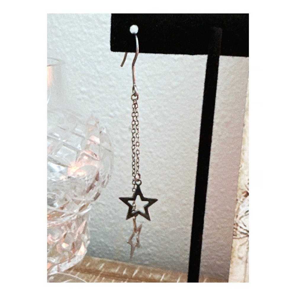 Vintage Star Dangle Drop Sterling Silver Earrings… - image 5