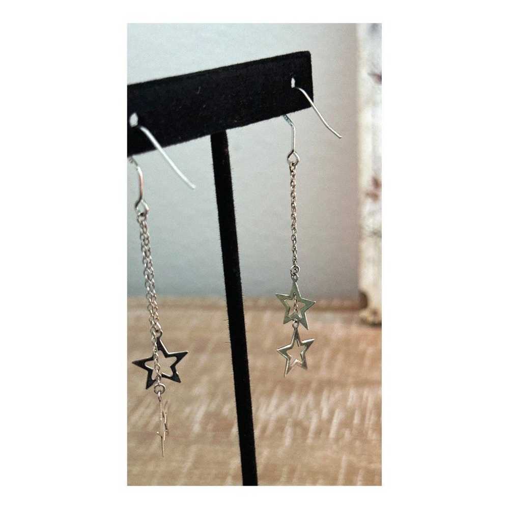 Vintage Star Dangle Drop Sterling Silver Earrings… - image 7