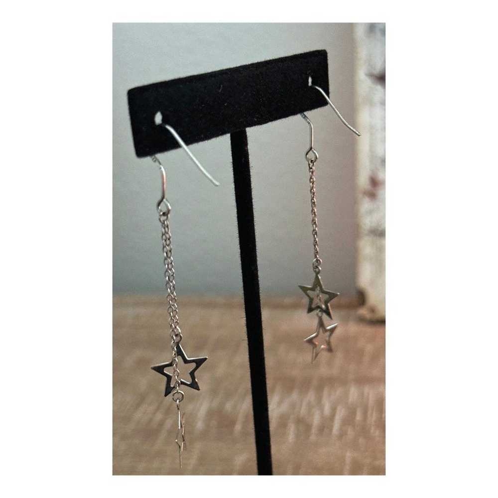 Vintage Star Dangle Drop Sterling Silver Earrings… - image 9