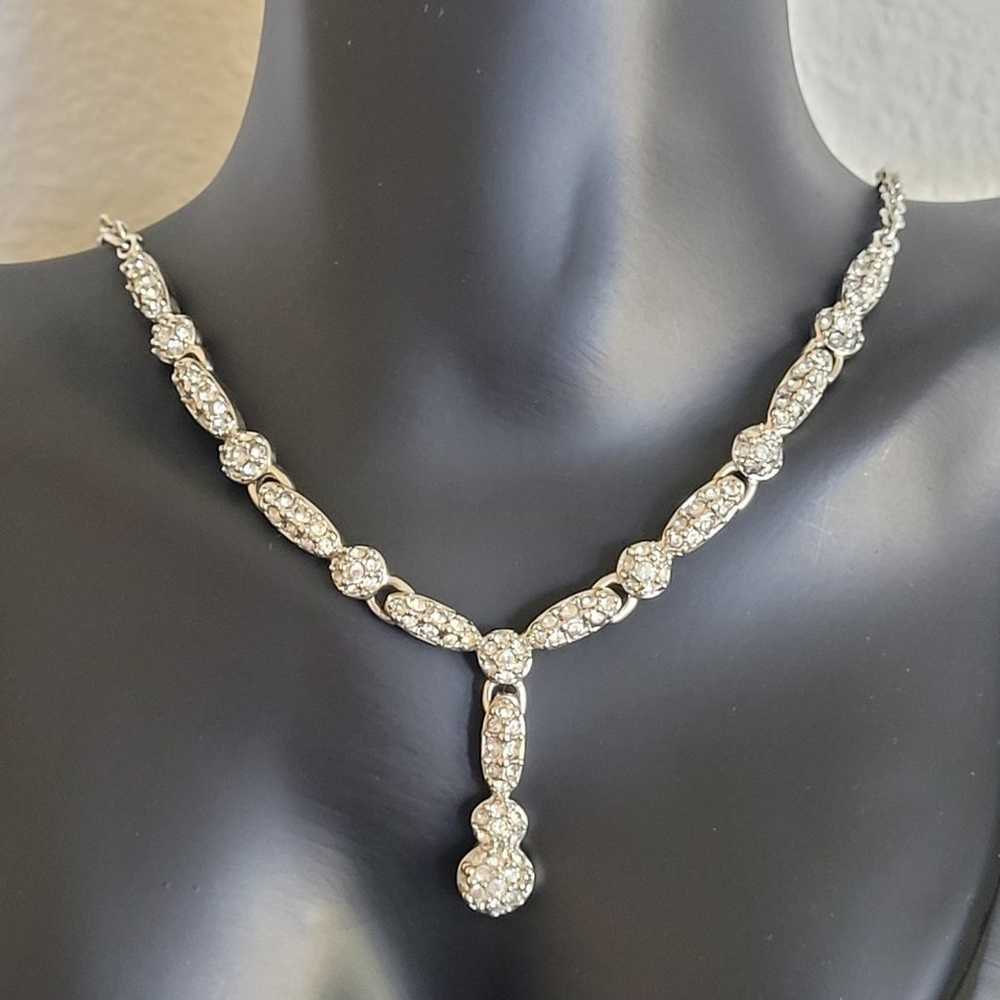 Vintage Swarovski Emma Necklace Silver Tone Rhodi… - image 1