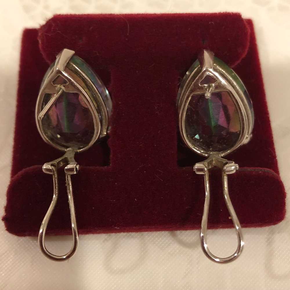 EARRINGS MYTHIC TOPAZ PEAR SHAPE 3/4"x 1/2" STERL… - image 6