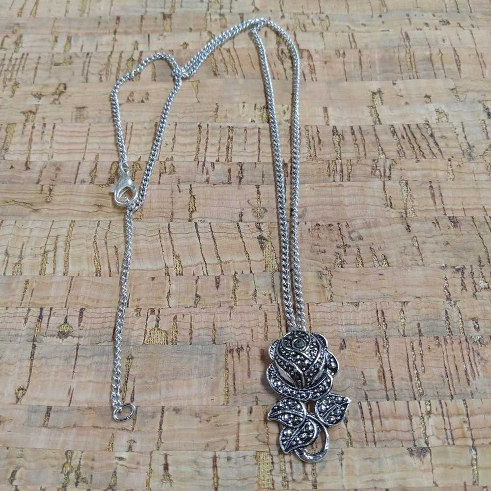 Vintage Silver Tone Marcasite Necklace - image 1