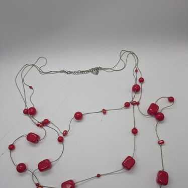 Vintage VCLM Nordstrom Multi Strand Red Necklace … - image 1