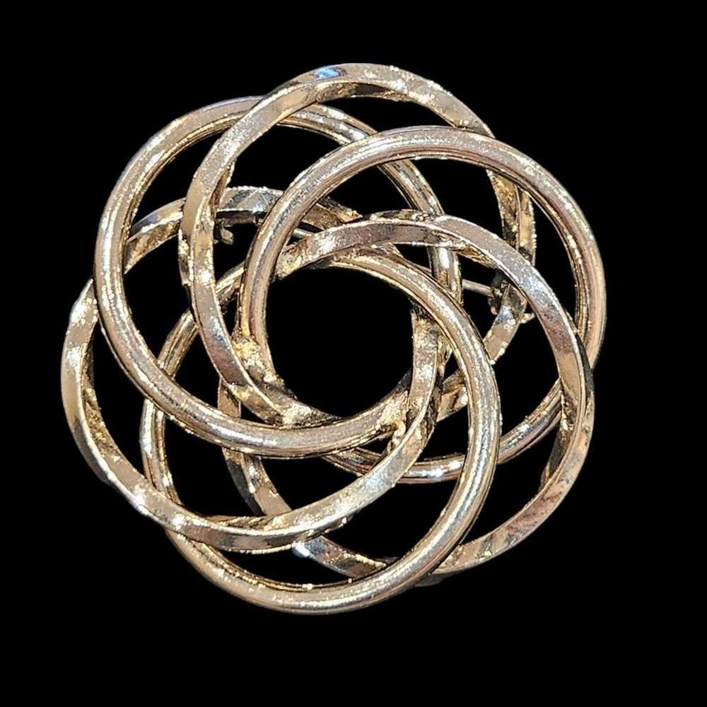 Vintage Swirl Spiral Geometric Circular Brooch Silver… - Gem