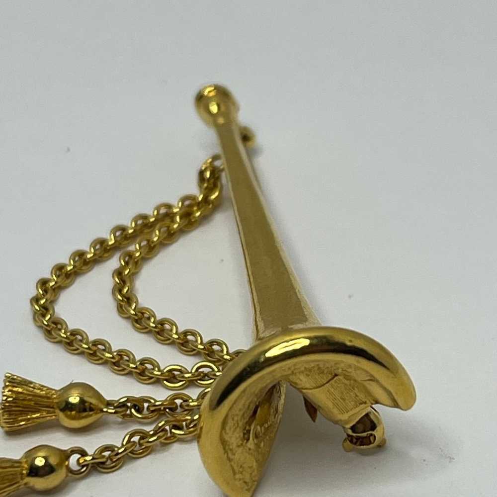 Vintage Gold Tone CAROLEE Trumpet with Tassel Des… - image 3