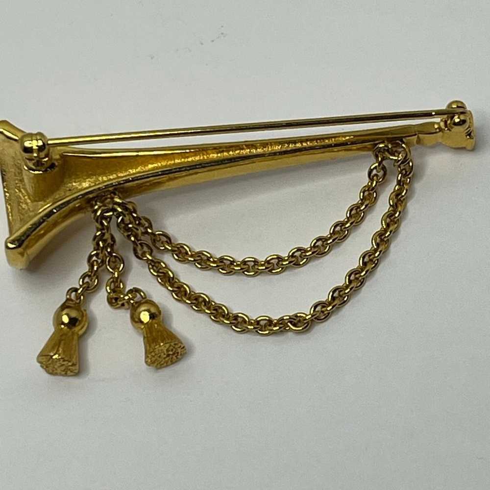 Vintage Gold Tone CAROLEE Trumpet with Tassel Des… - image 4