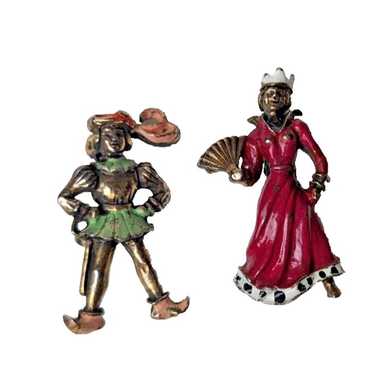 vintage renaissance characters queen & man pins b… - image 1