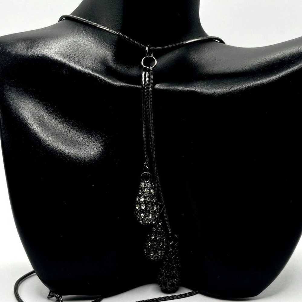 Vintage Black Rhinestone Necklace - image 3