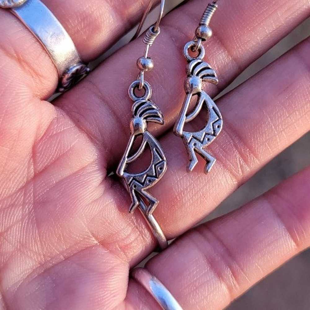 Southwestern silver kokopelli dancing man earrings - image 12