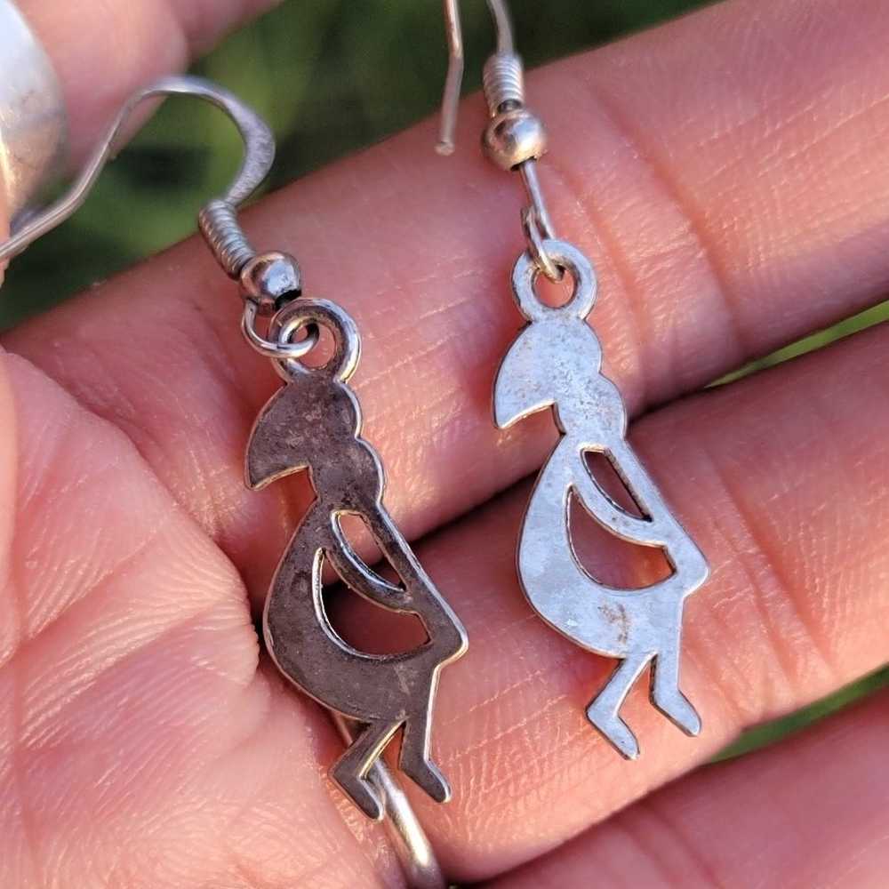 Southwestern silver kokopelli dancing man earrings - image 6