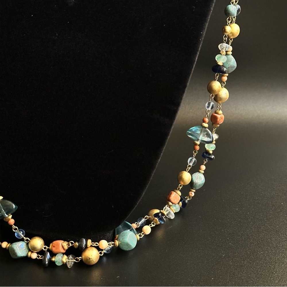 Vintage Multi Color Double Strand Necklace - image 3