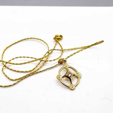 Vintage Compass Rose Pendant Necklace, Gold Tone … - image 1