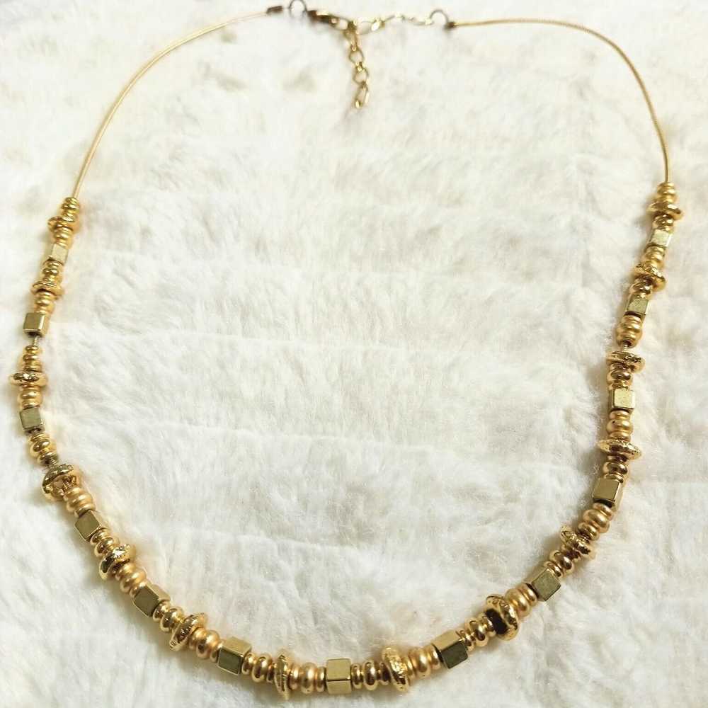 Gold Tone Mixed Metal Necklace with Extension - image 5