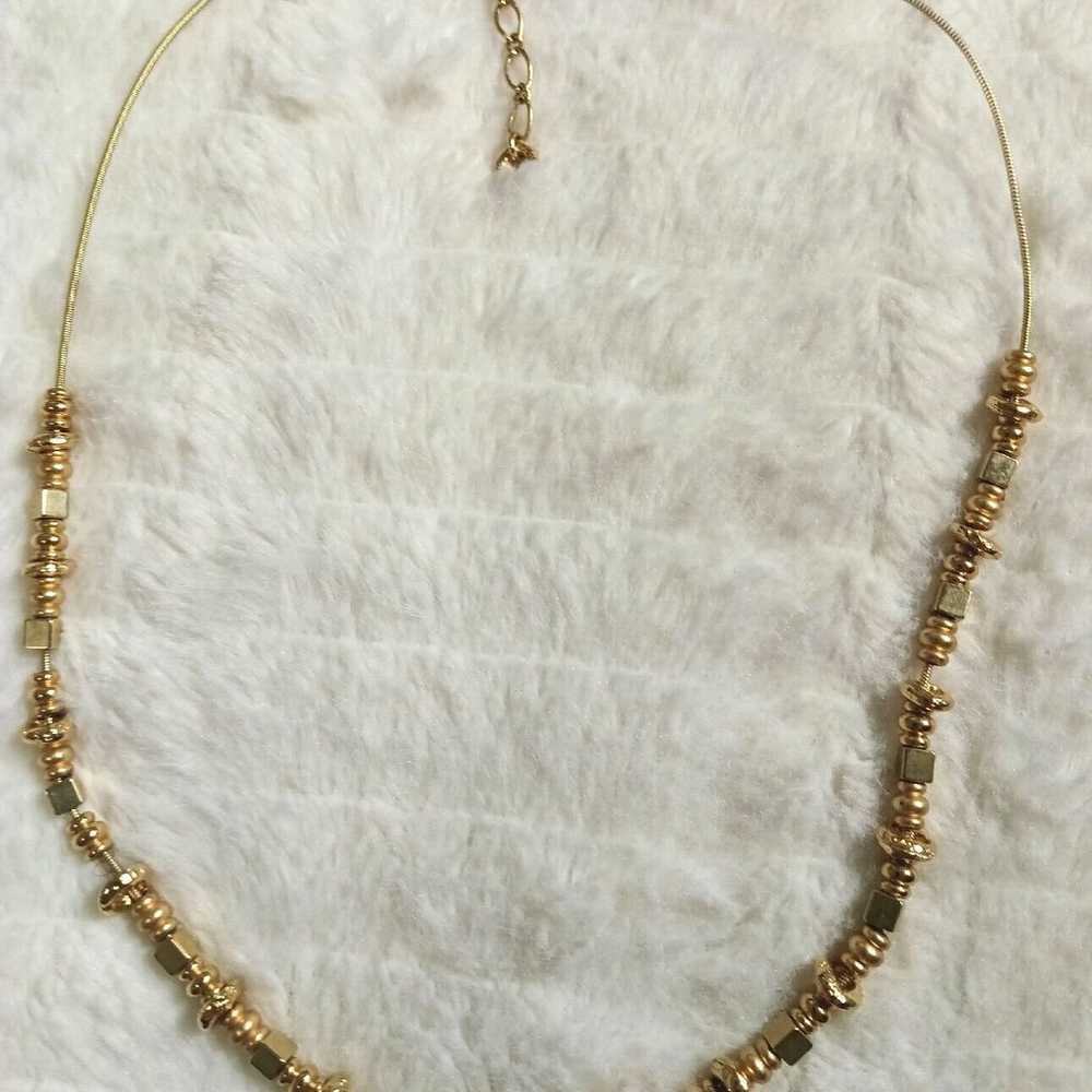 Gold Tone Mixed Metal Necklace with Extension - image 6