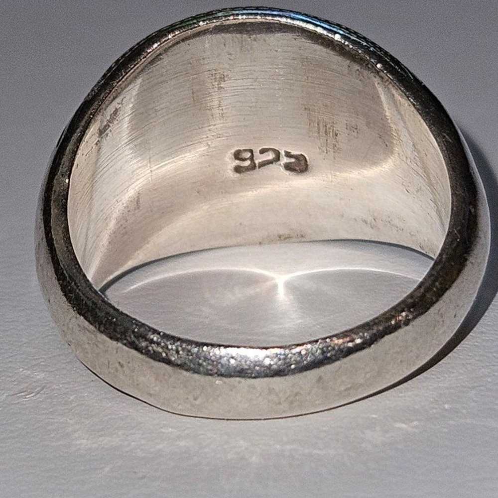 Vintage Sterling Silver .925 Etched Dome Ring Siz… - image 3